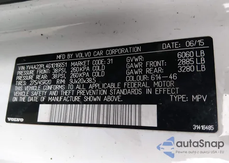 2016 Volvo Xc90 T6 Inscription from USA, damaged, VIN YV4A22PL4G1016651